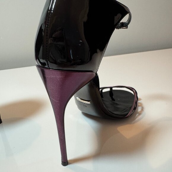 Gucci Colorblock Patent Leather Sandals Size 39 in Black / Purple - Picture 4 of 7